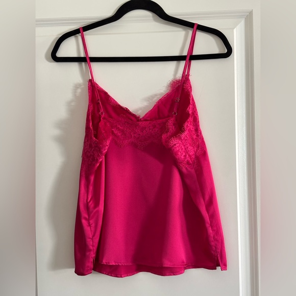 SOLD Abercrombie & Fitch Hot Pink Lace Trim Satin Cami Tank - Picture 4 of 9
